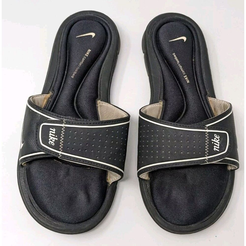 Nike Sandals Womens 8 Slide Black Hook‎ & Loop Casual Open Toe Flats 360883-011